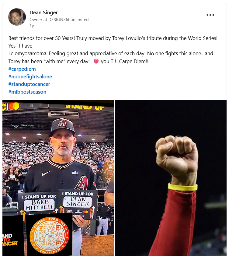 Dean Singer’s post for Torey Lovullo