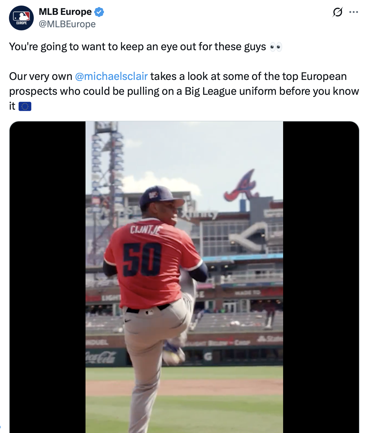 Jurrangelo Cijntje pitches at Truist Park