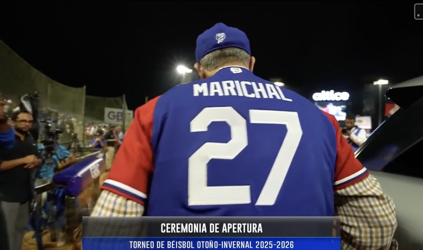 Juan Marichal takes the field for the start of the opening ceremony.