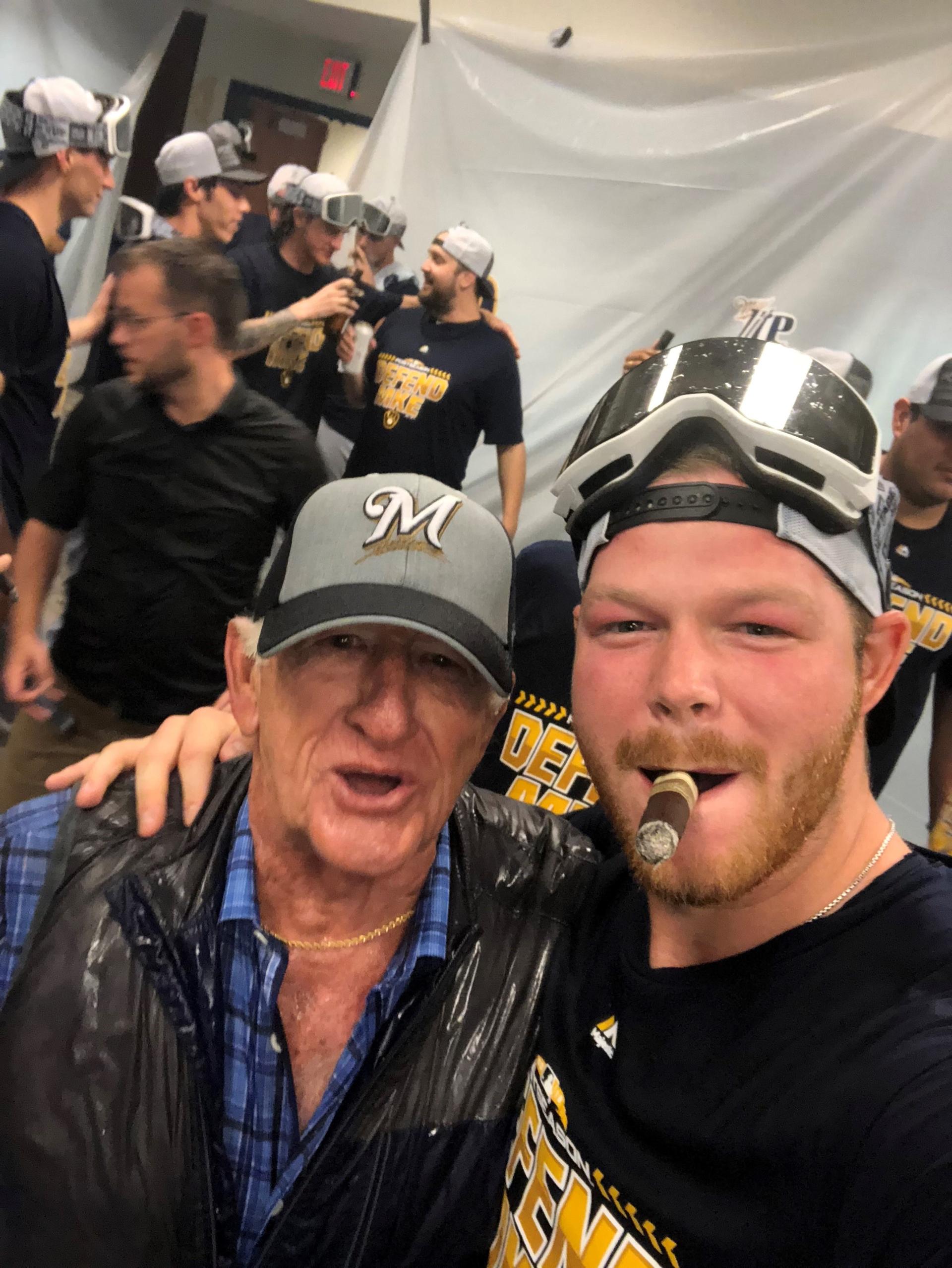 Brandon Woodruff and Bob Uecker