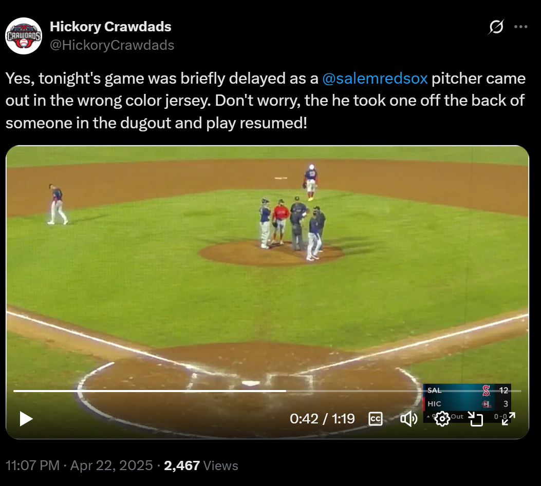 Pitcher wears wrong jersey