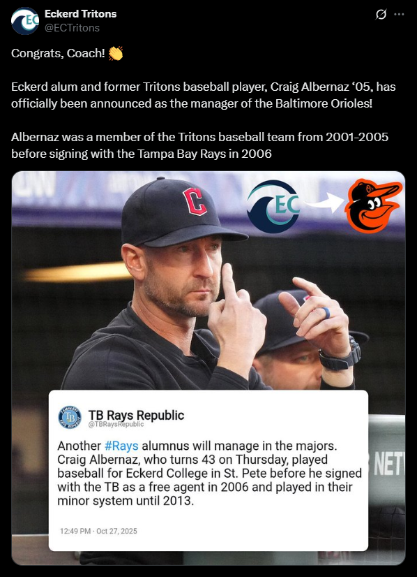 Eckerd Tritons congratulate Craig Albernaz