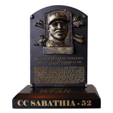 CC Sabathia replica Hall of Fame plaque