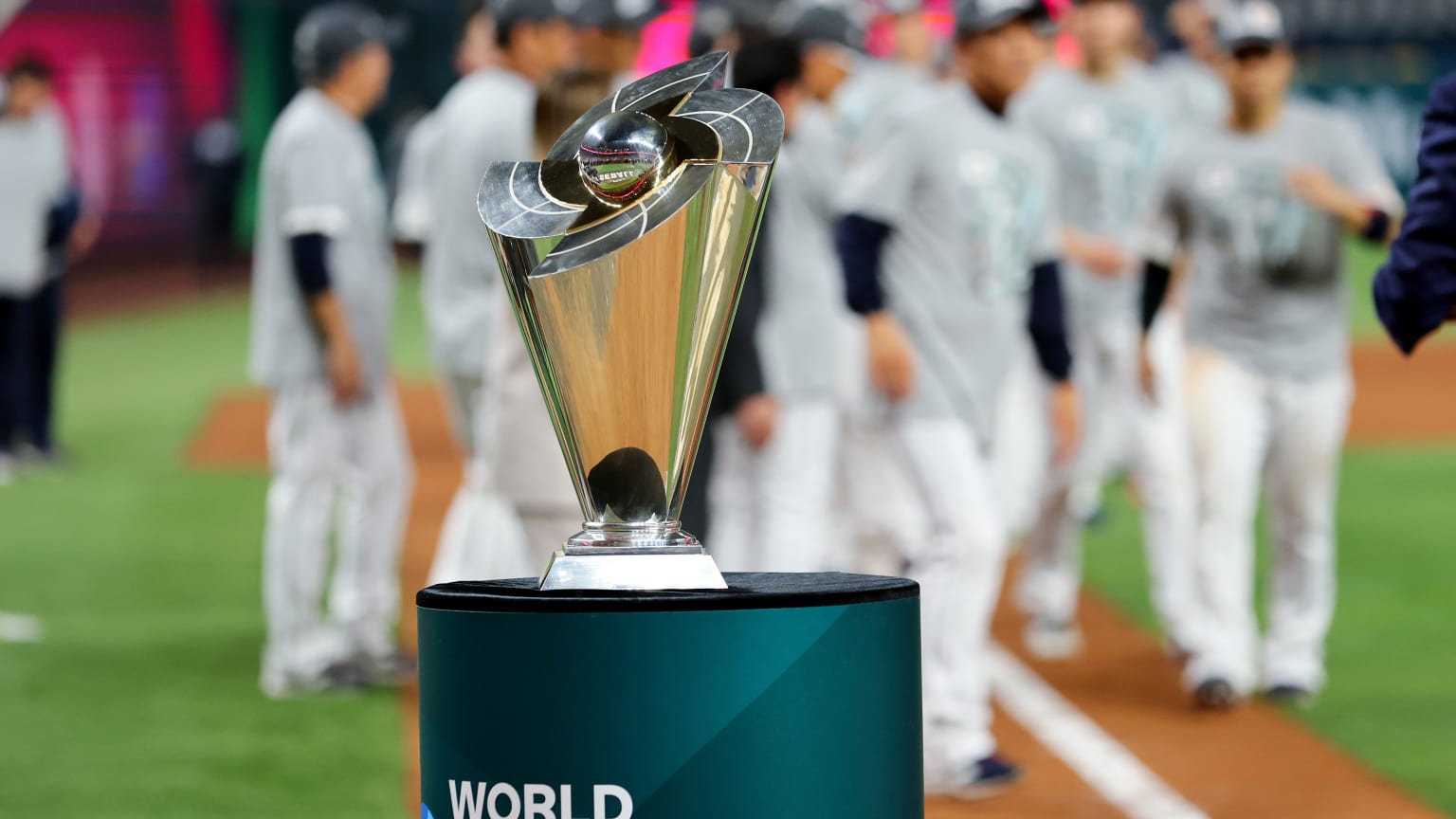 The 2023 World Baseball Classic trophy. 