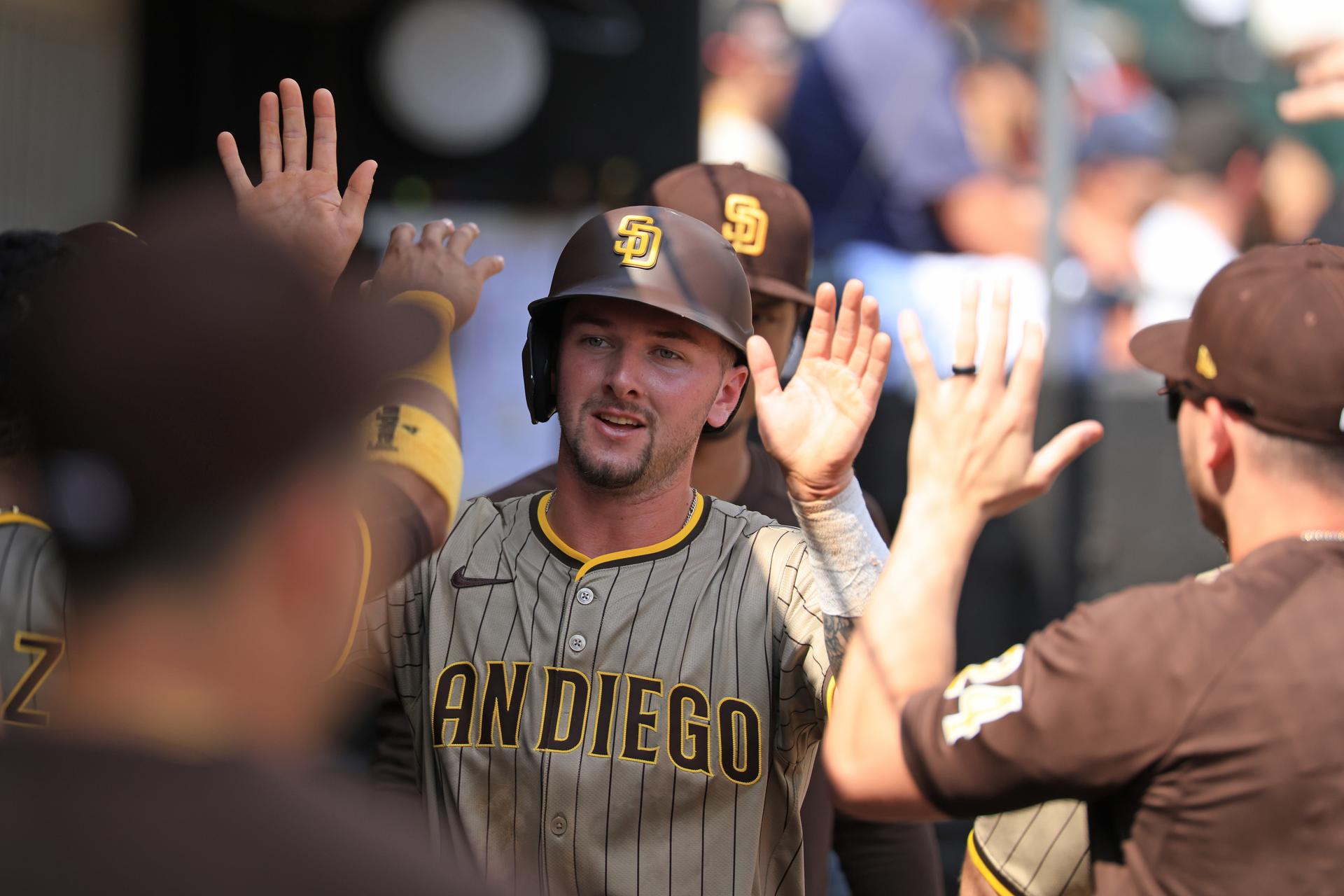 Padres celebrating
