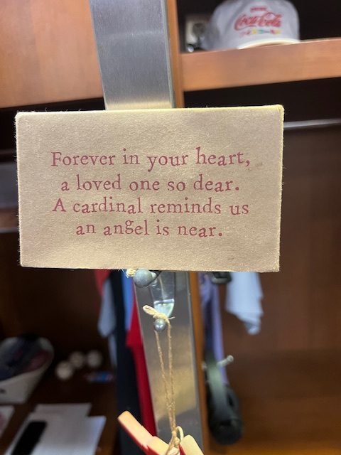 Placard in Sonny Gray's locker