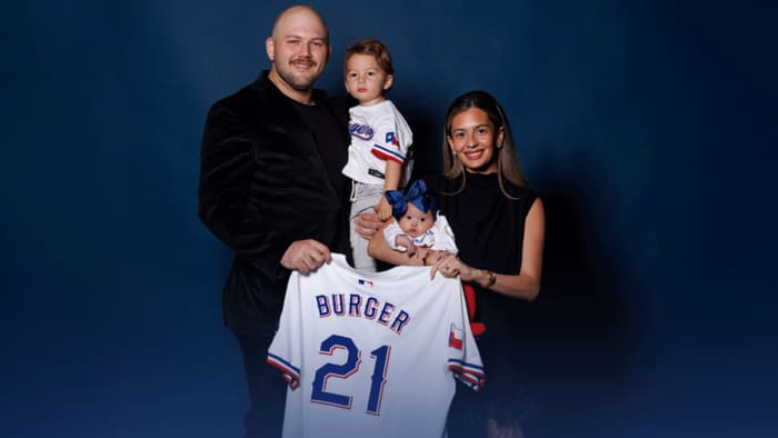 Jake Burger with his wife, Ashlyn, and thier kids, Brooks and Penelope