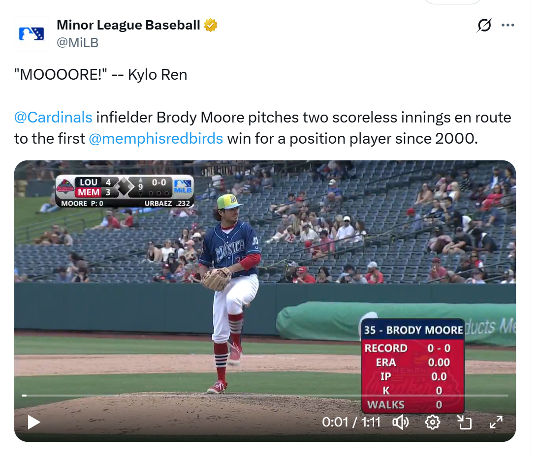 Brody Moore pitching