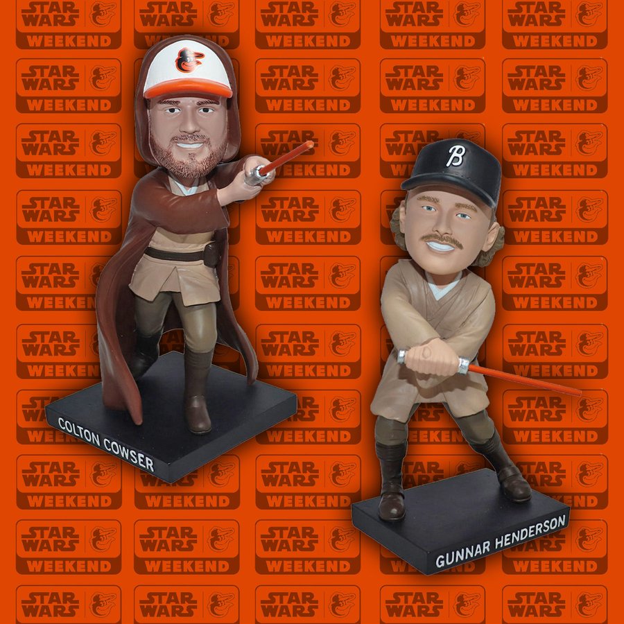 Colton Cowser and Gunnar Henderson bobbleheads