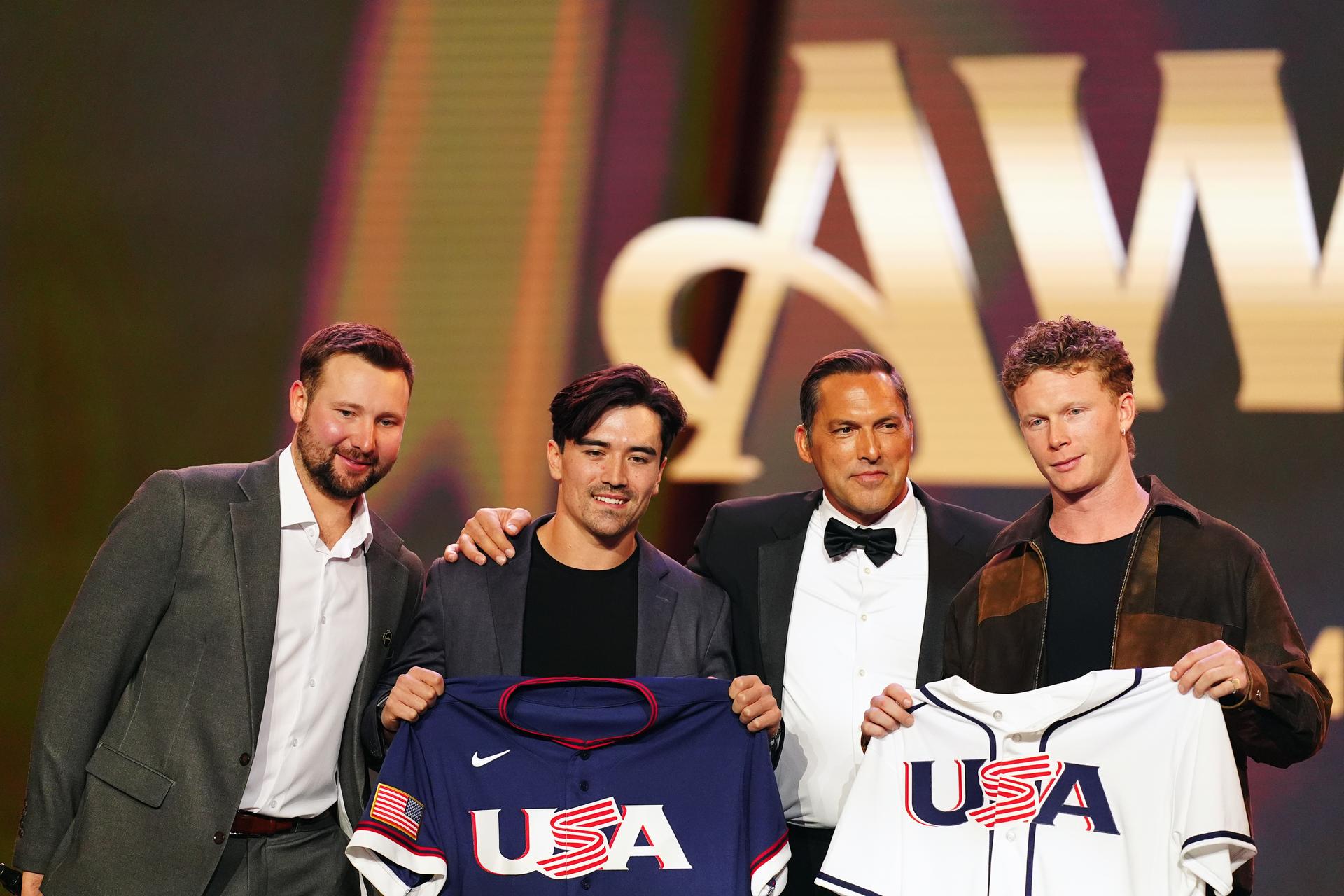 Corbin Carroll and Pete Crow-Armstrong with Team USA jerseys