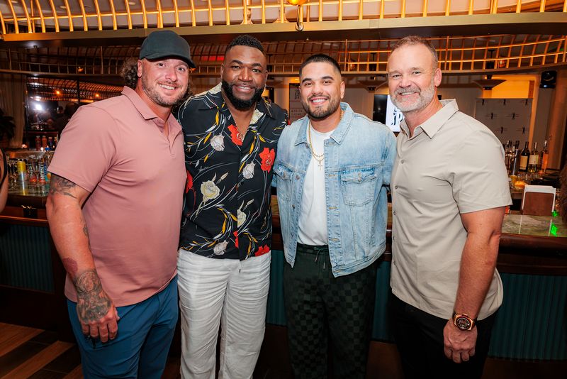 Jarrod Saltalamacchia, David Ortiz, Carlos Narváez and David Ross