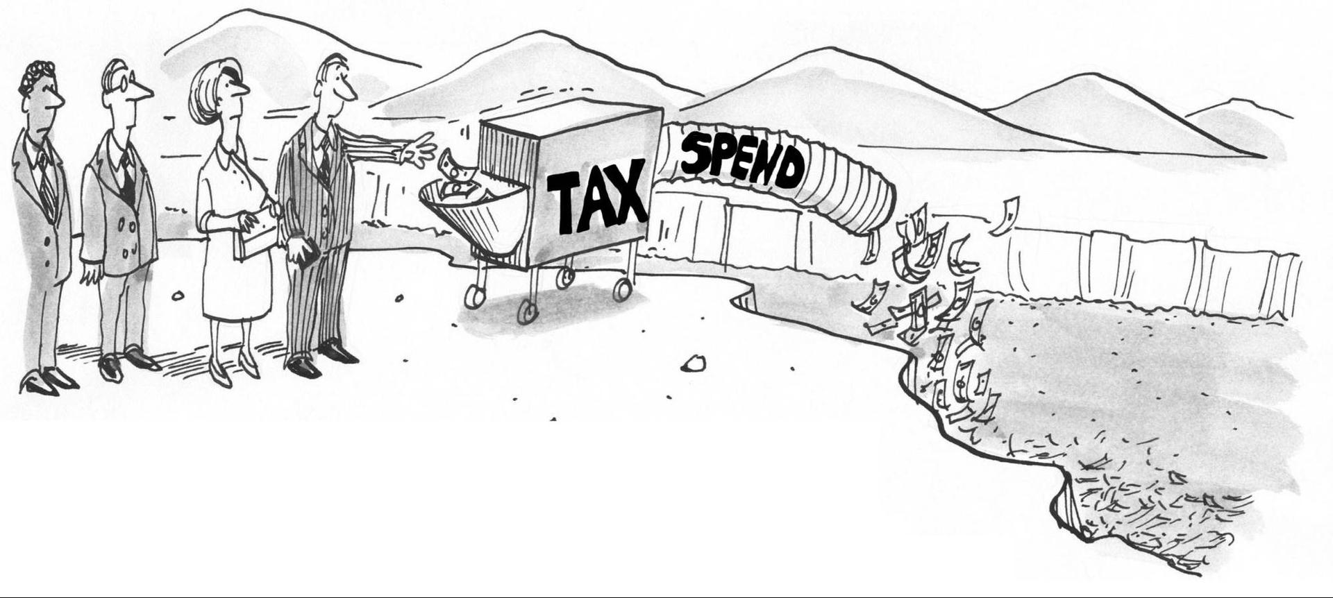 a cartoon of tax payers money being plundered