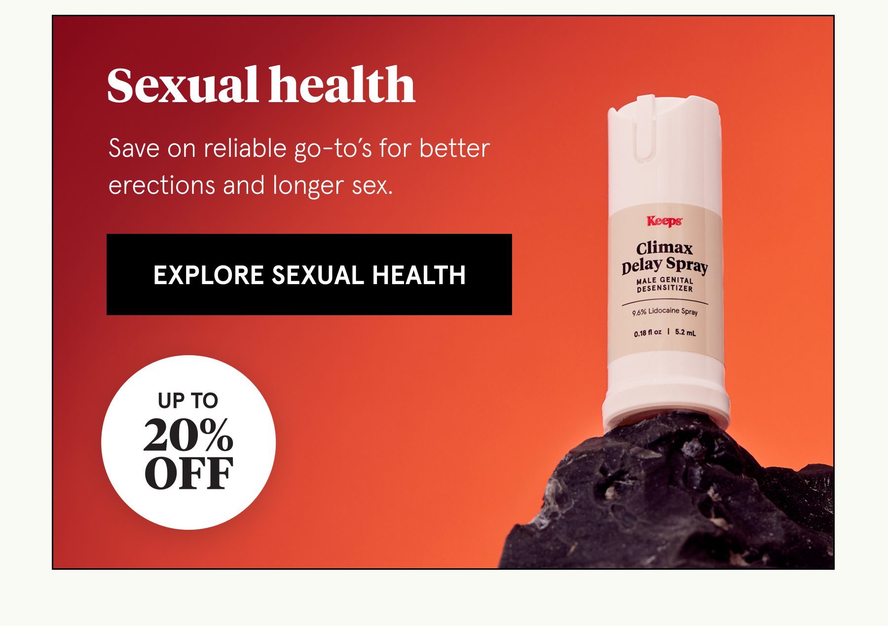 Up to 20% off sexual health