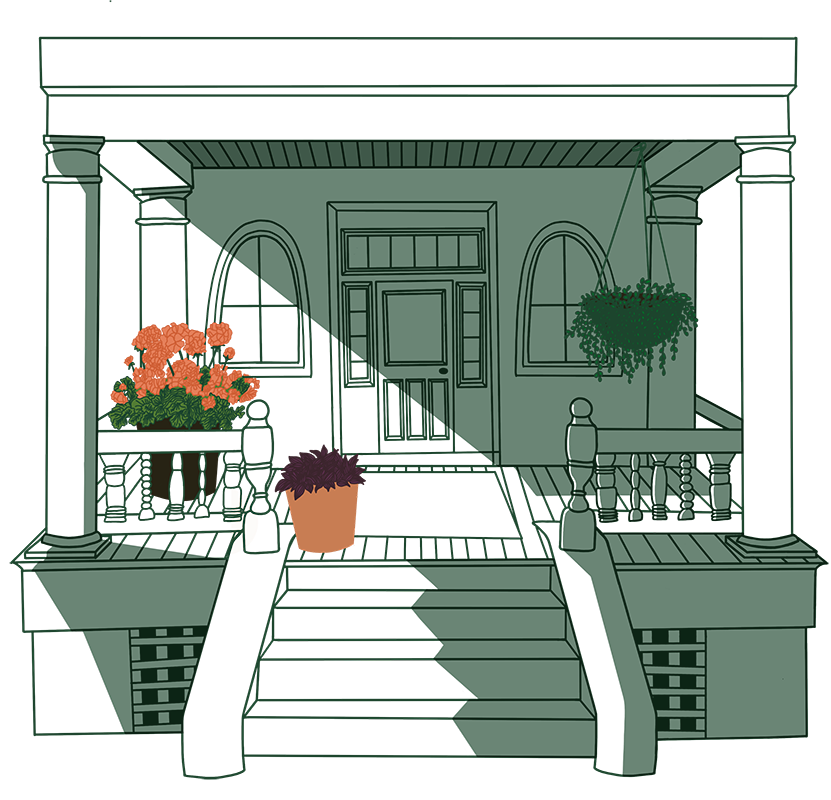 Illustration of Outdoor Patio and varying light levels