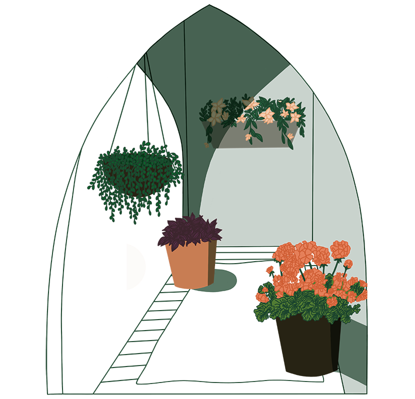 Illustration of Outdoor Patio and varying light levels