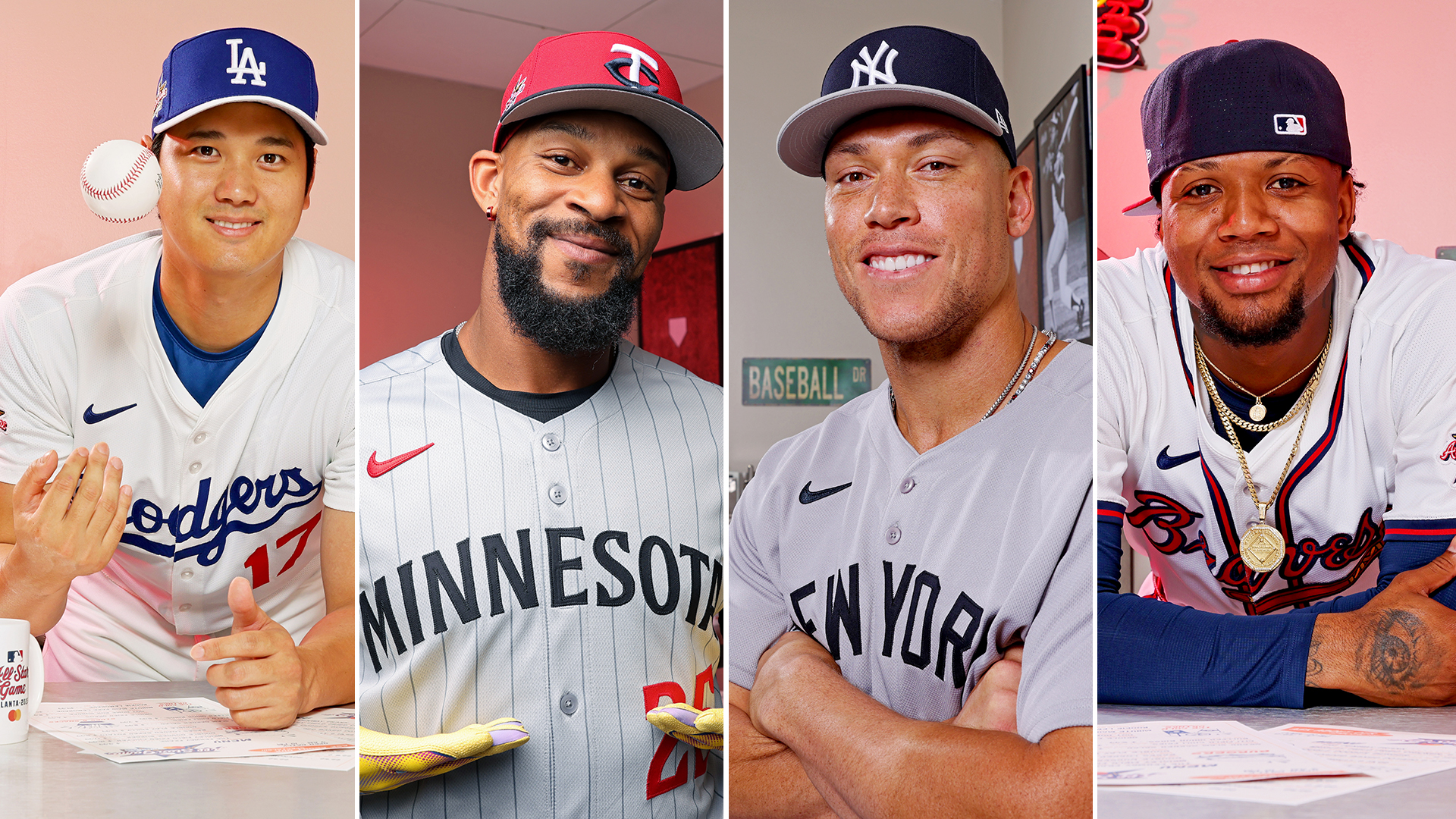 MLB All-Stars in team uniforms
