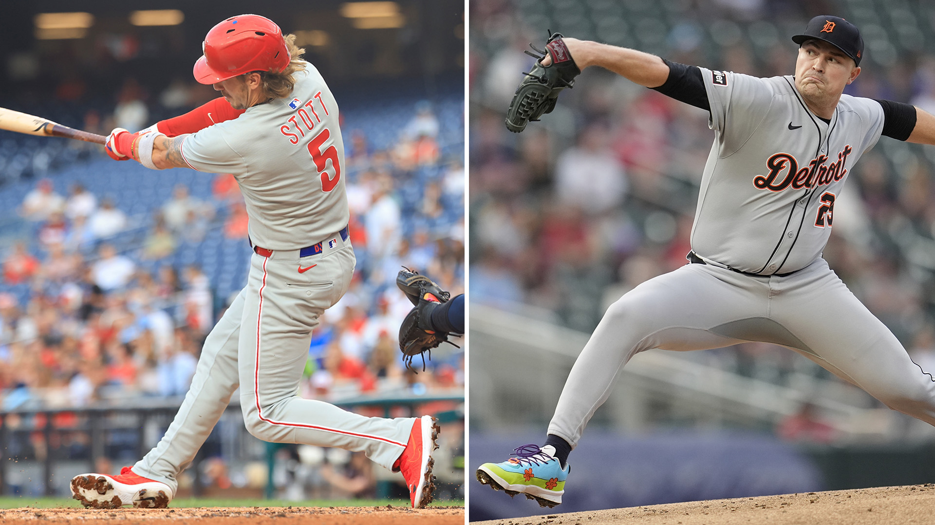 Bryson Stott and Tarik Skubal in Players' Weekend cleats