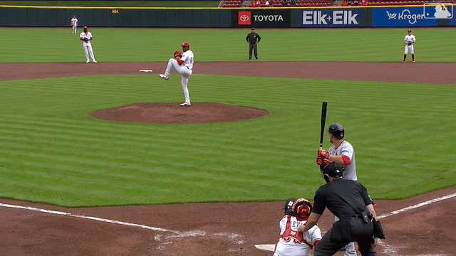 An animated GIF of Luis Mey's first MLB strikeout