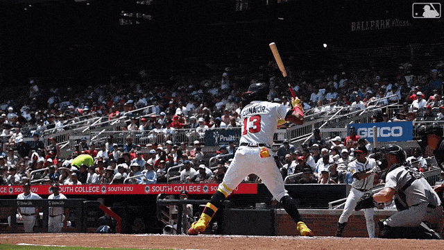 Ronald Acuña Jr. swinging a sword