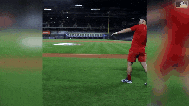 GIF of Mike Trout having a catch with a fan