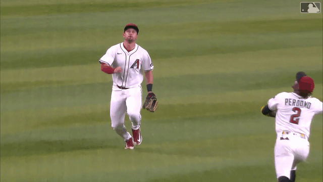 An animated gif of D-backs outfielder Tim Tawa making a sliding catch