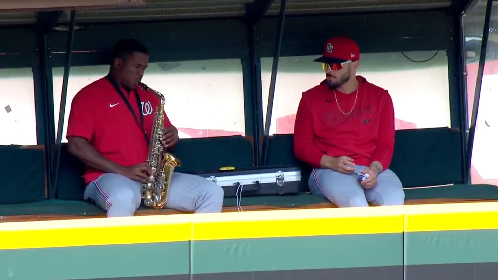 Jose A. Ferrer plays the saxophone