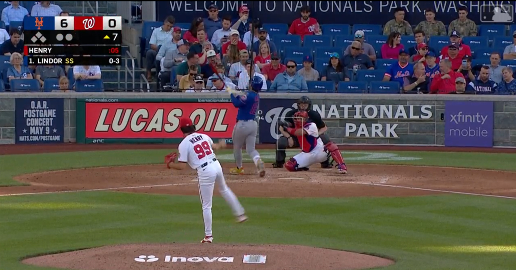 Francisco Lindor was hit by a Cole Henry pitch