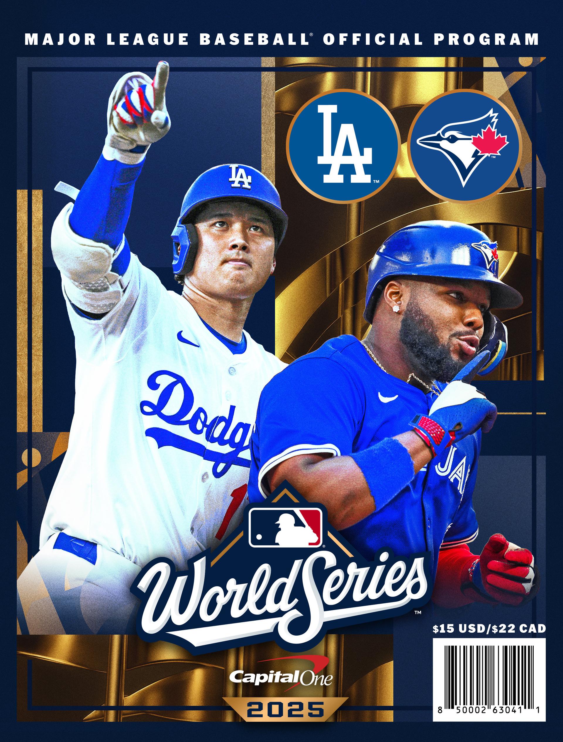 Cover of World Series 2025 program featuring Shohei Ohtani and Vladimir Guerrero Jr.