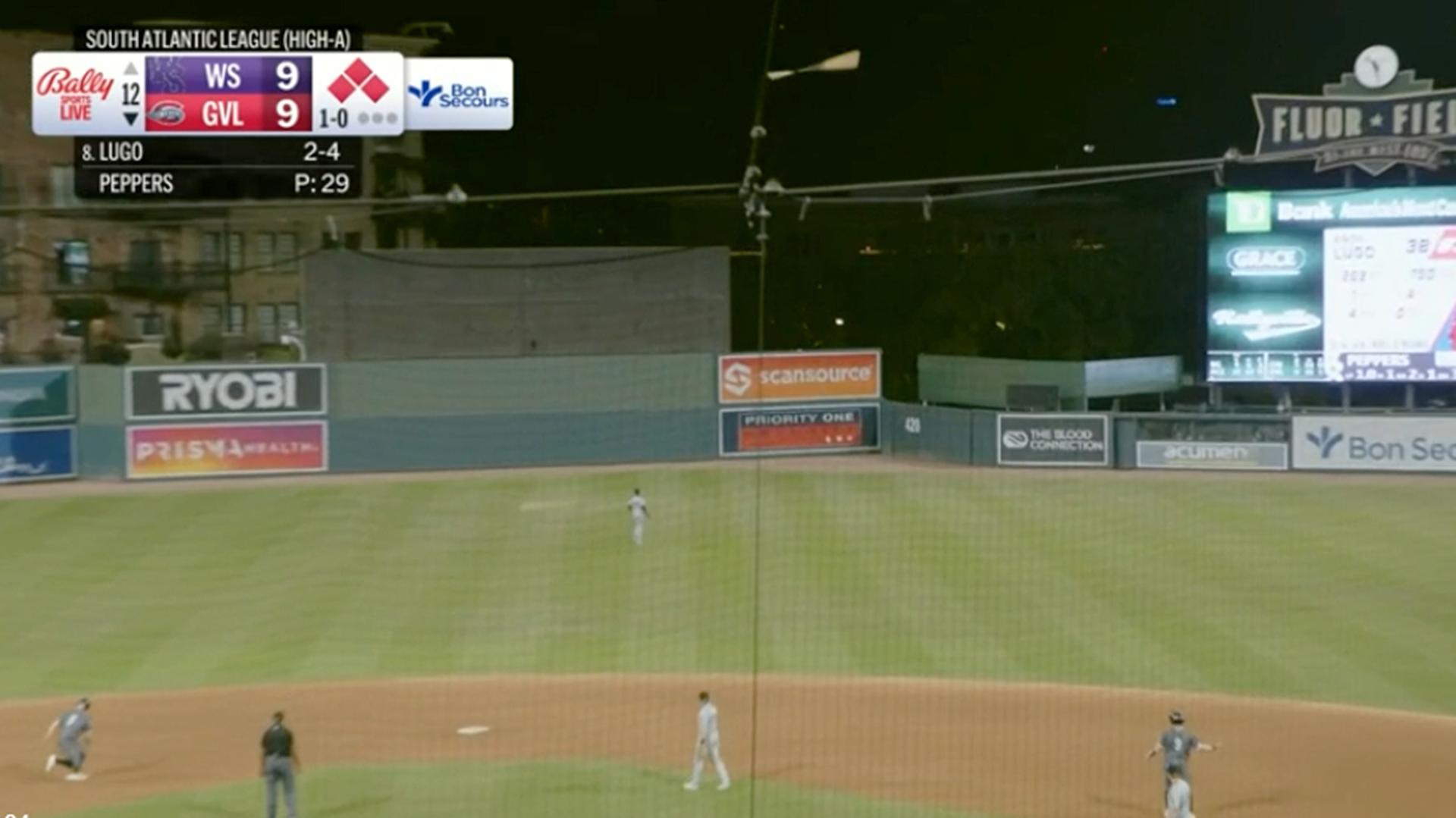 Red Sox prospect Andy Lugo launched his bat in the air after his walk-off hit
