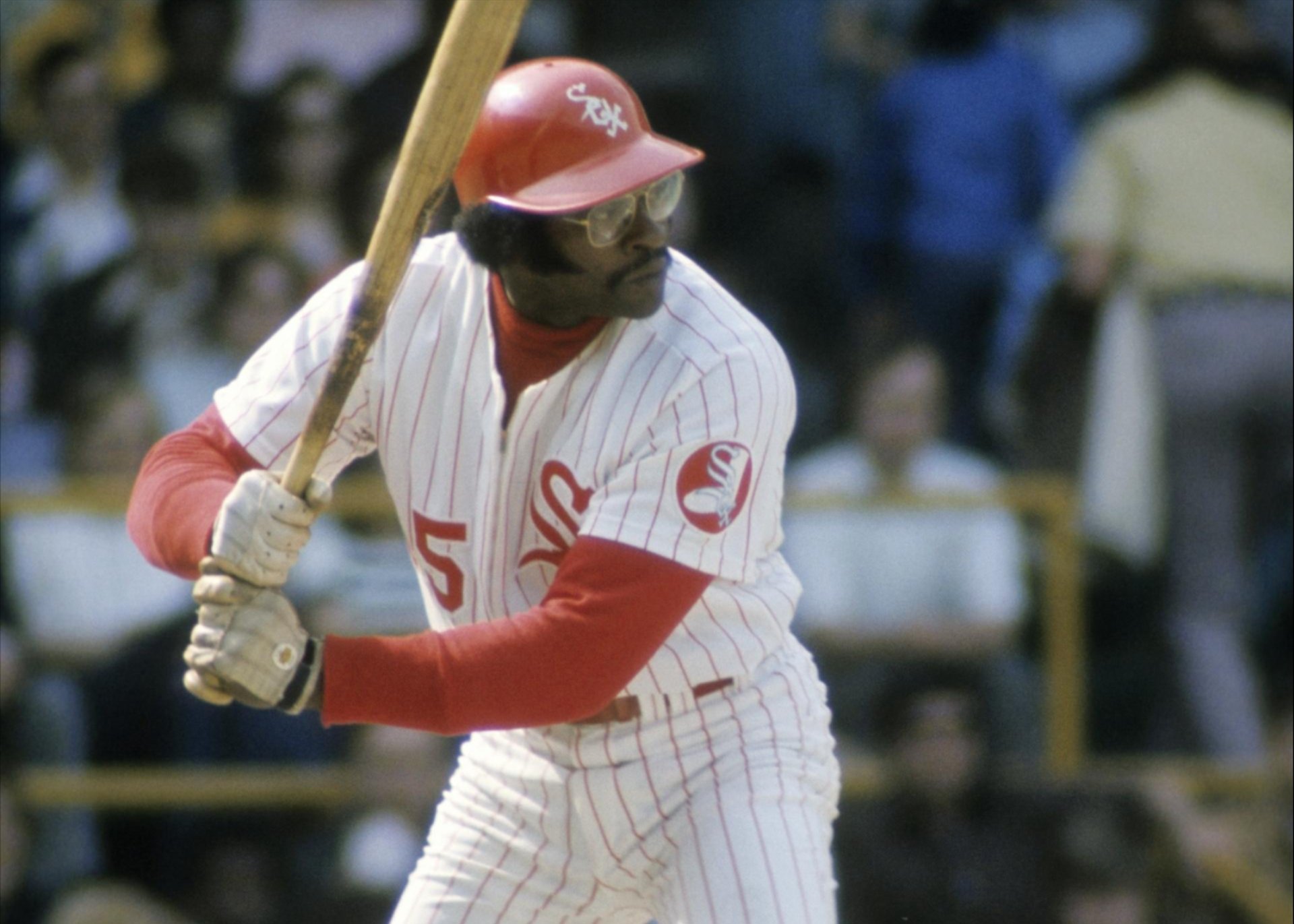 Dick Allen in a red White Sox uniform in 1974
