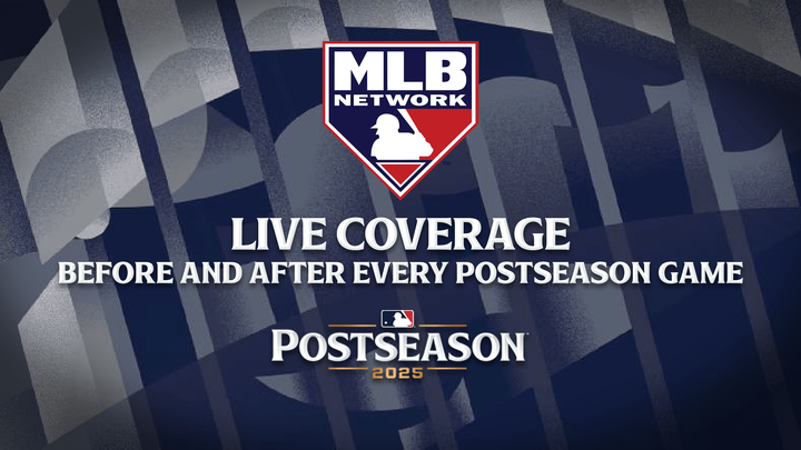 The MLB Network and 2025 Postseason logos with the text 'before and after every postseason game' The MLB Network and 2025 Postseason logos with the text 'before and after every postseason game'