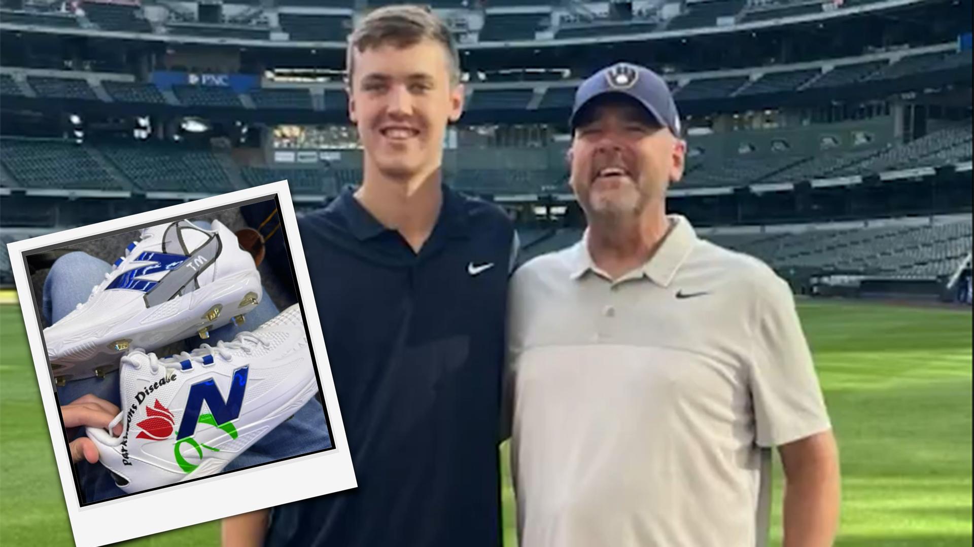 Jacob Misiorowski wears custom Parkinson's awareness cleats