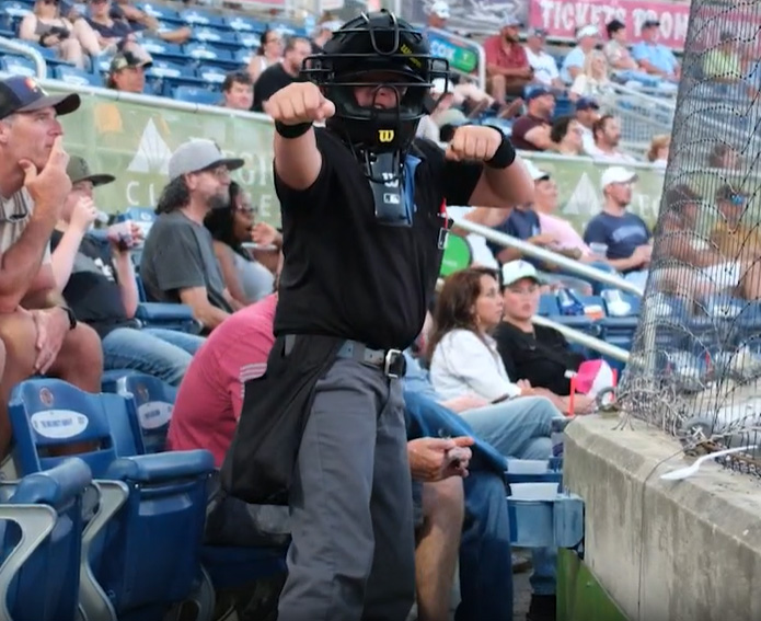 Bradley Vinson punches a batter out