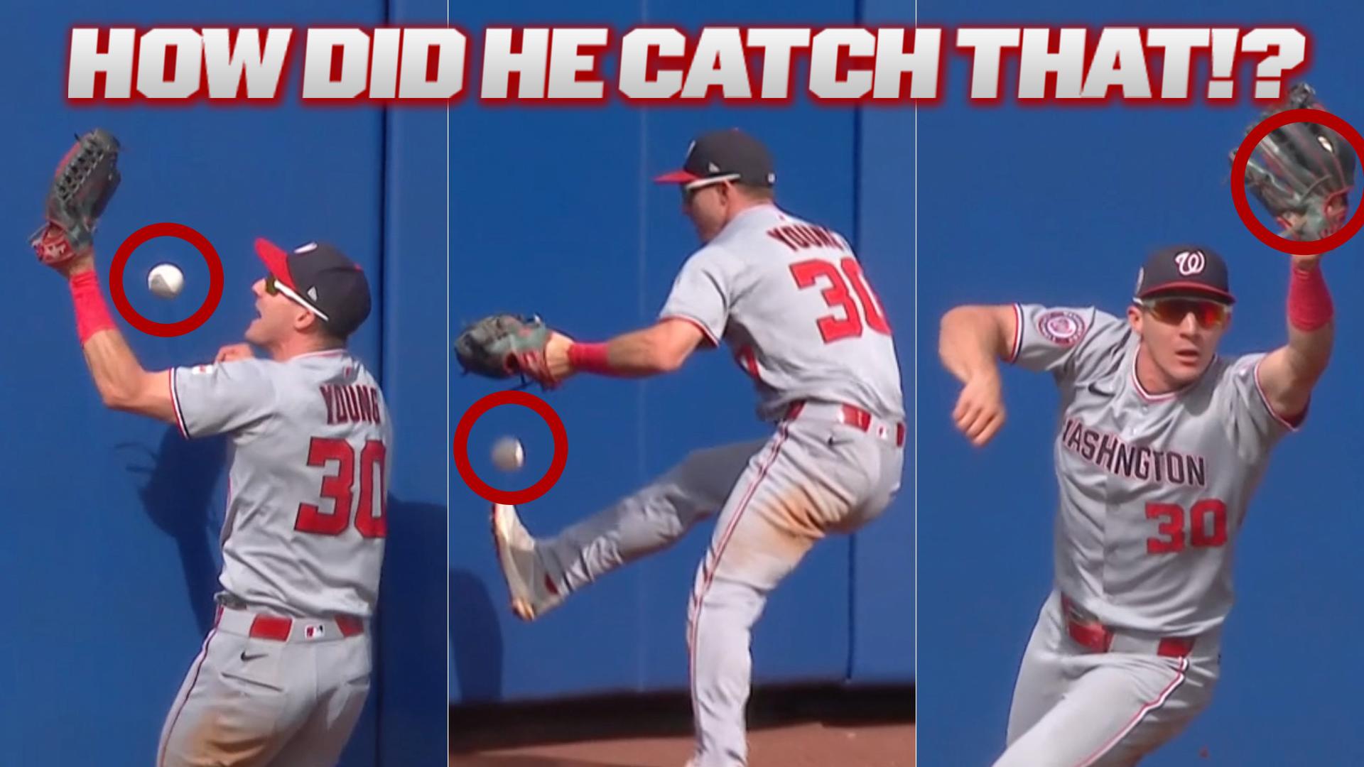 Jacob Young catching the ball off a kick from his right foot