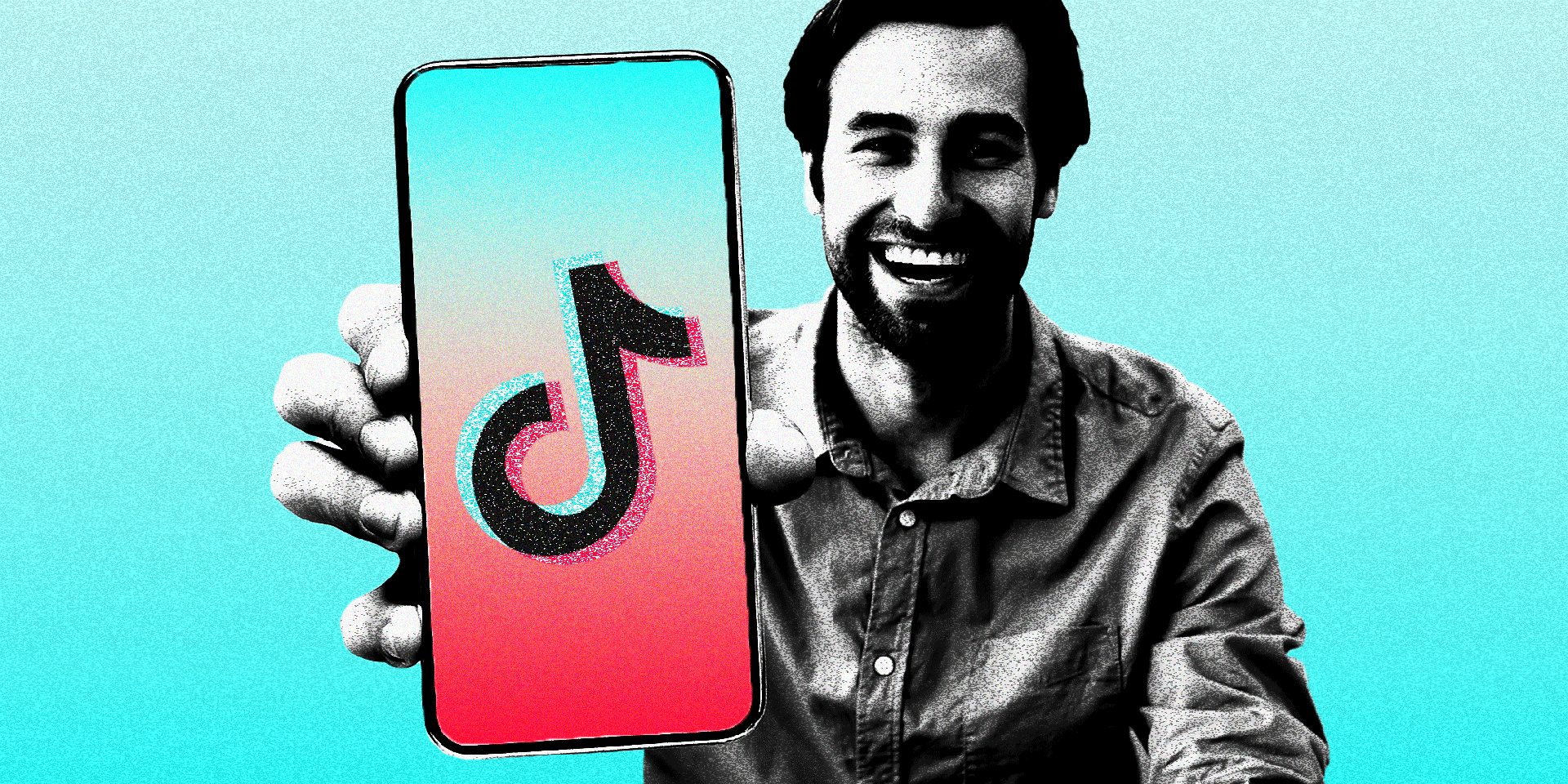 Man holding a phone with TikTok logo