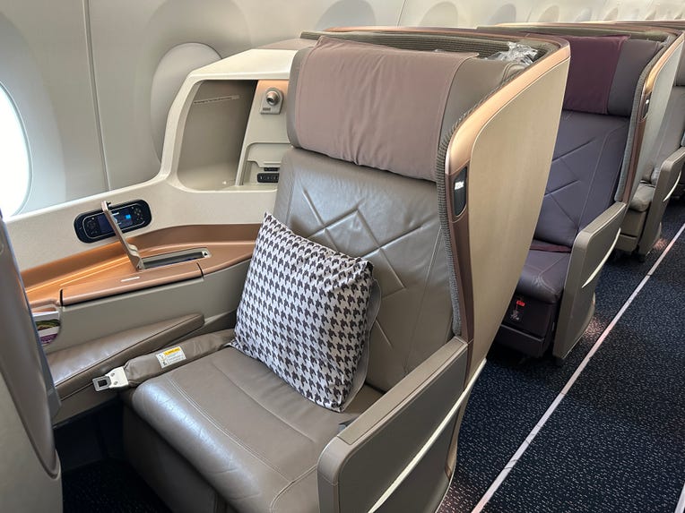 Business class seat on an airplane