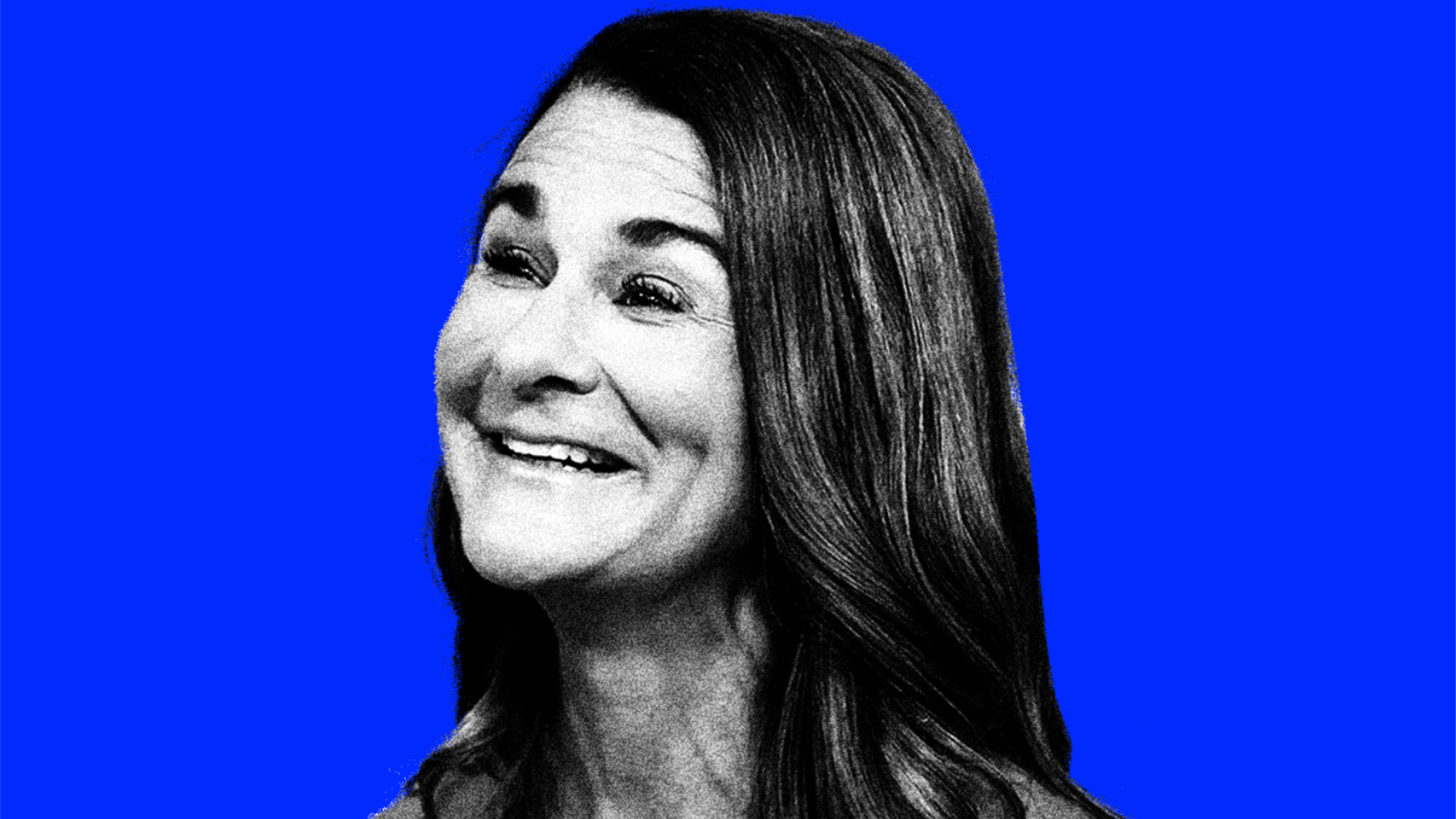 Melinda Gates against a blue background.
