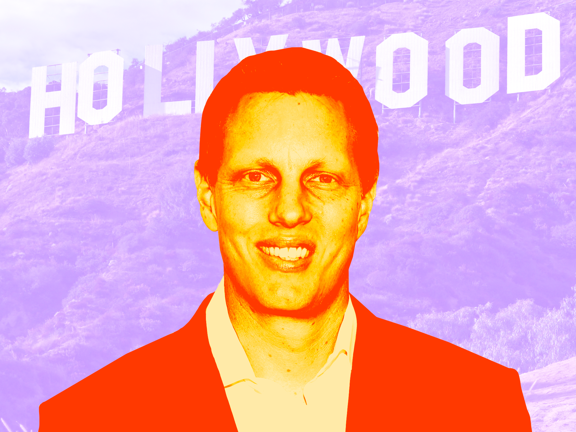David Ellison in front of the Hollywood sign.