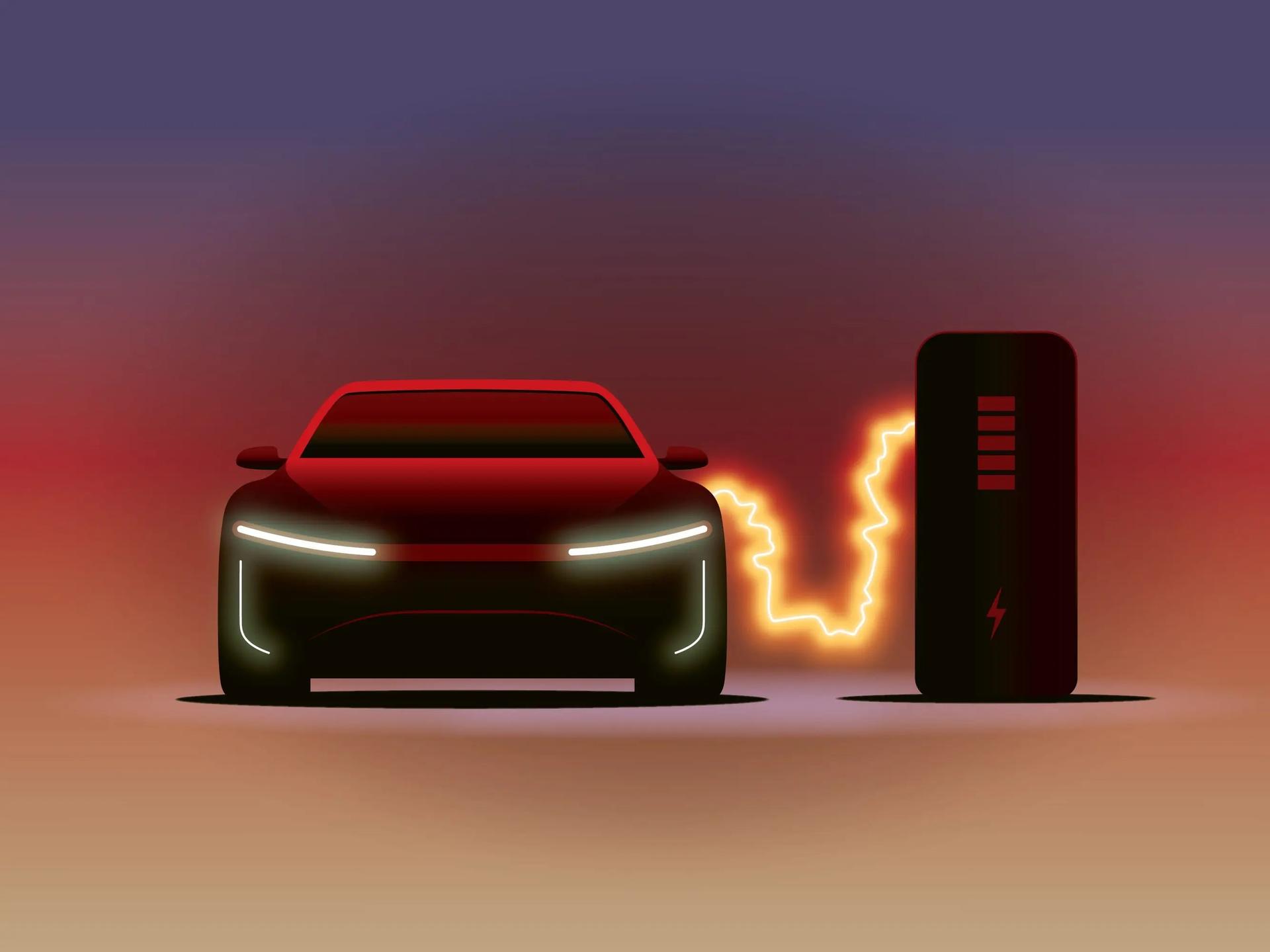 An illustration of an electric vehicle charging.