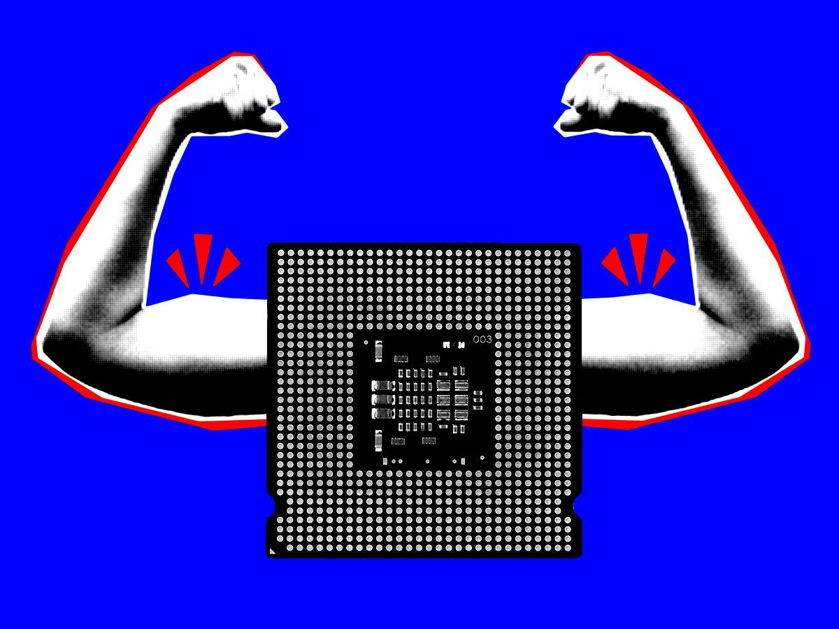 Illustration of hard drive flexing biceps