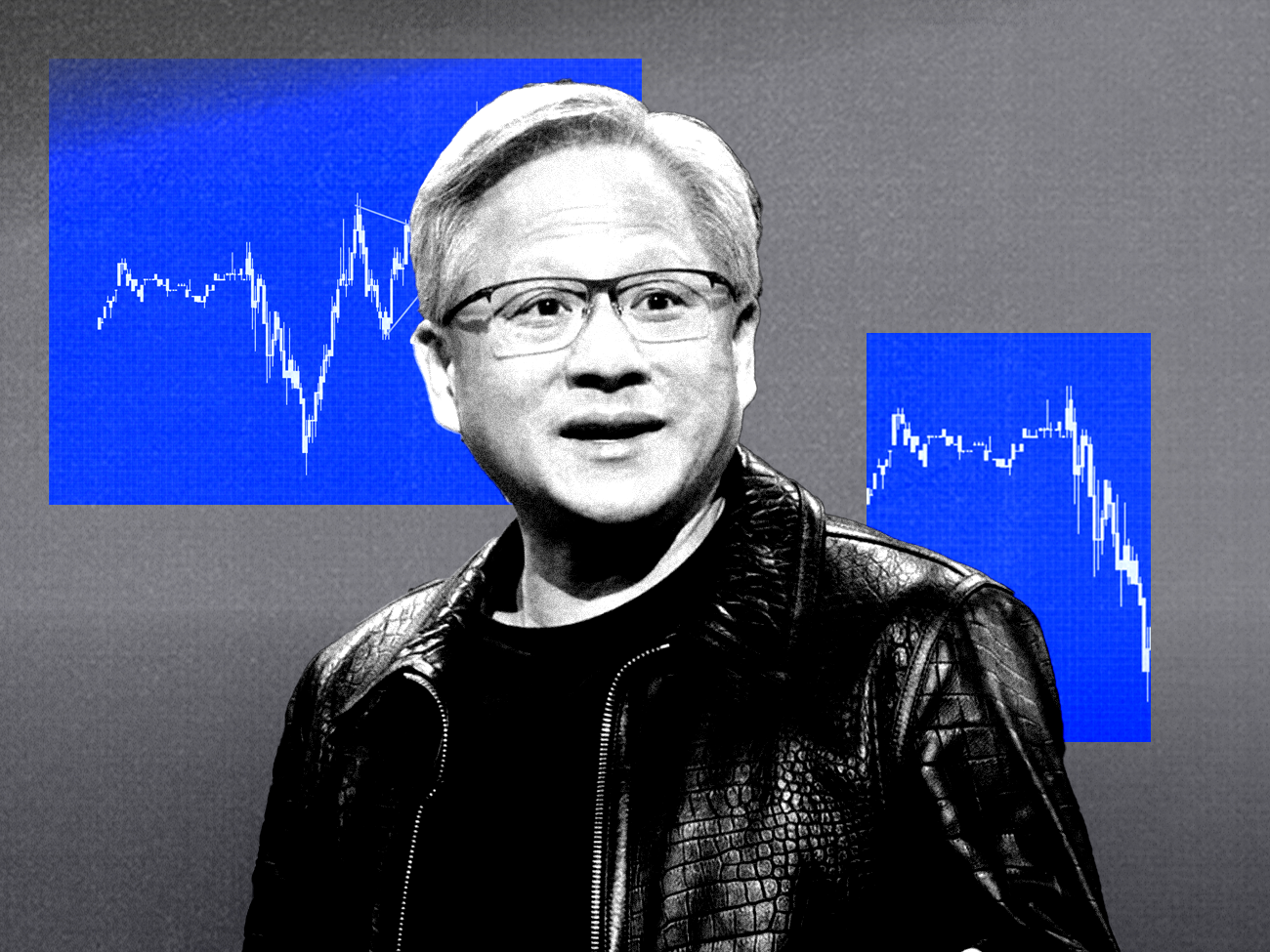 Photo illustration of Nvidia CEO Jensen Huang