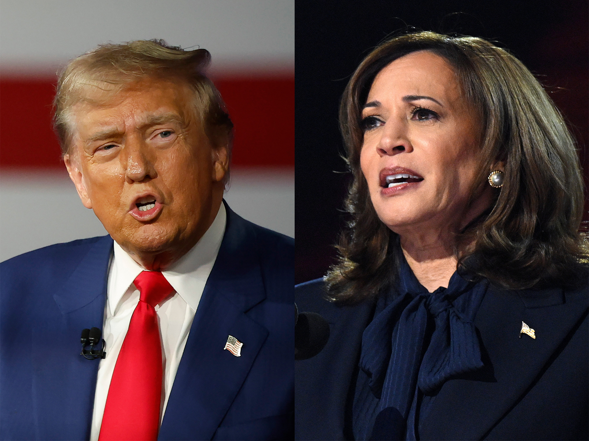 Photo collage of Donald Trump and Kamala Harris