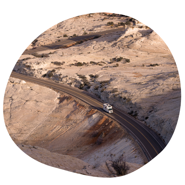 RV on desert road