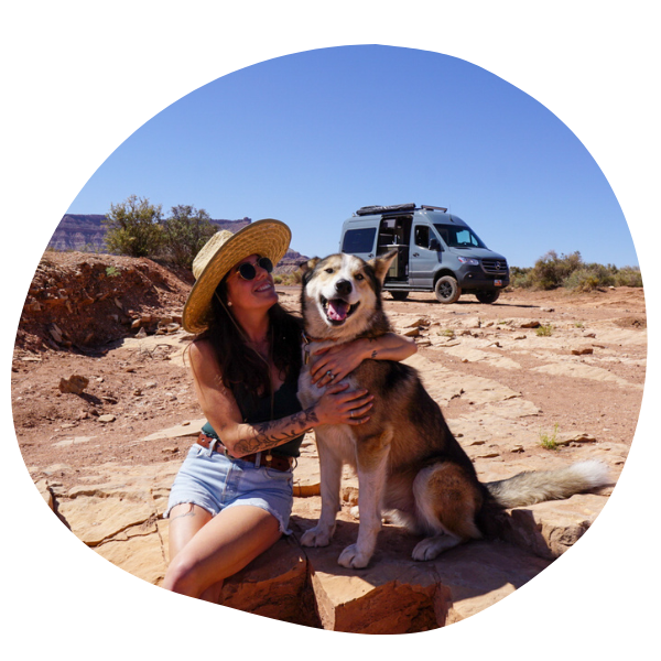 Woman hugging dog