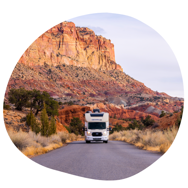 RV on the mountain road