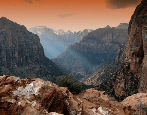 Mountain view with sunrise