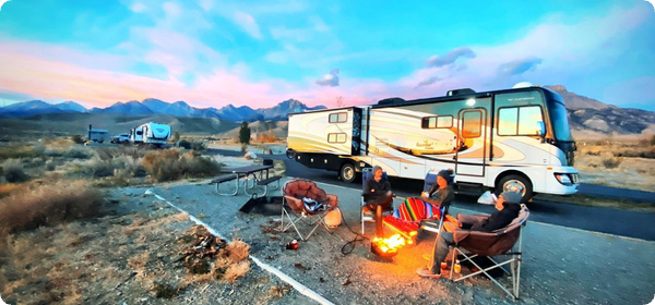 Family in front of RV