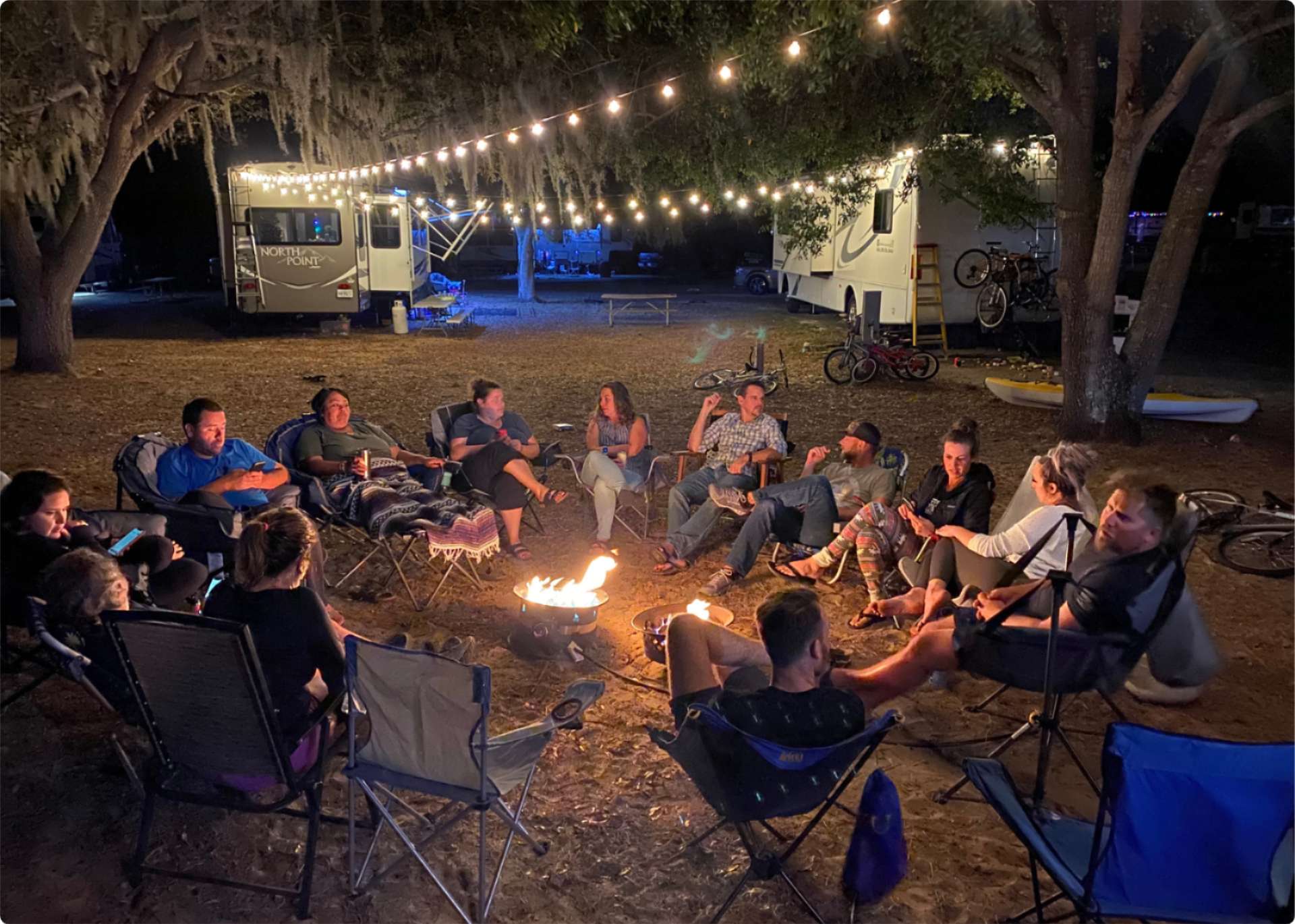 Friends around the campfire