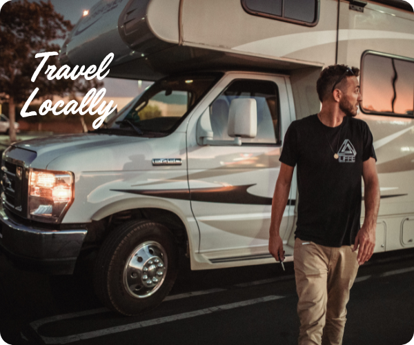 Person in front of RV
