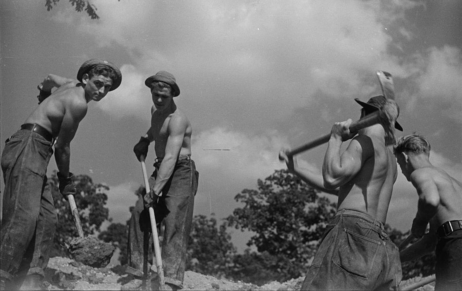 A group of CCC boys at work. 